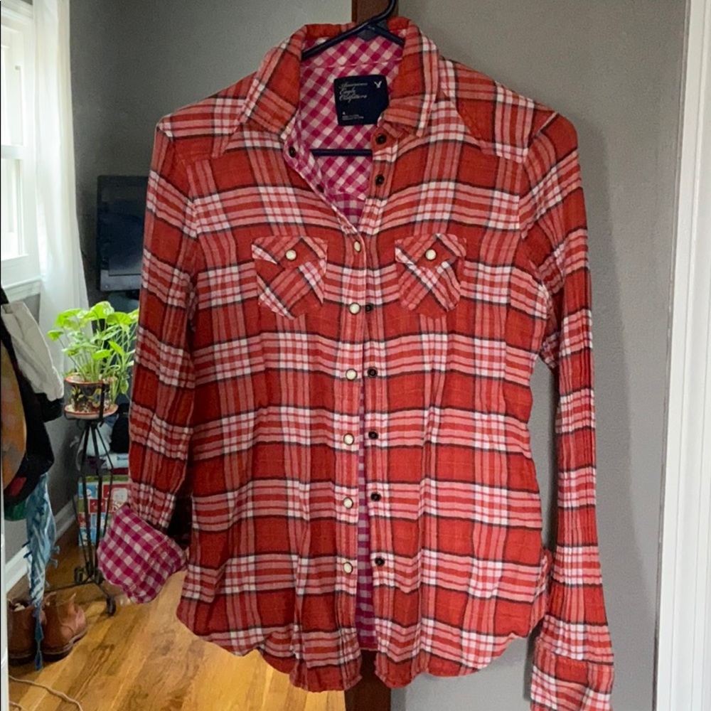 American Eagle flannel top
